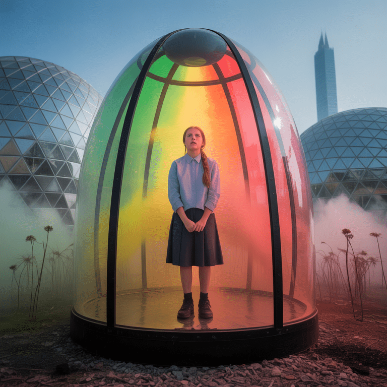 Thunberg tours ‘Pollution Pods’ with artist Michael Pinsky