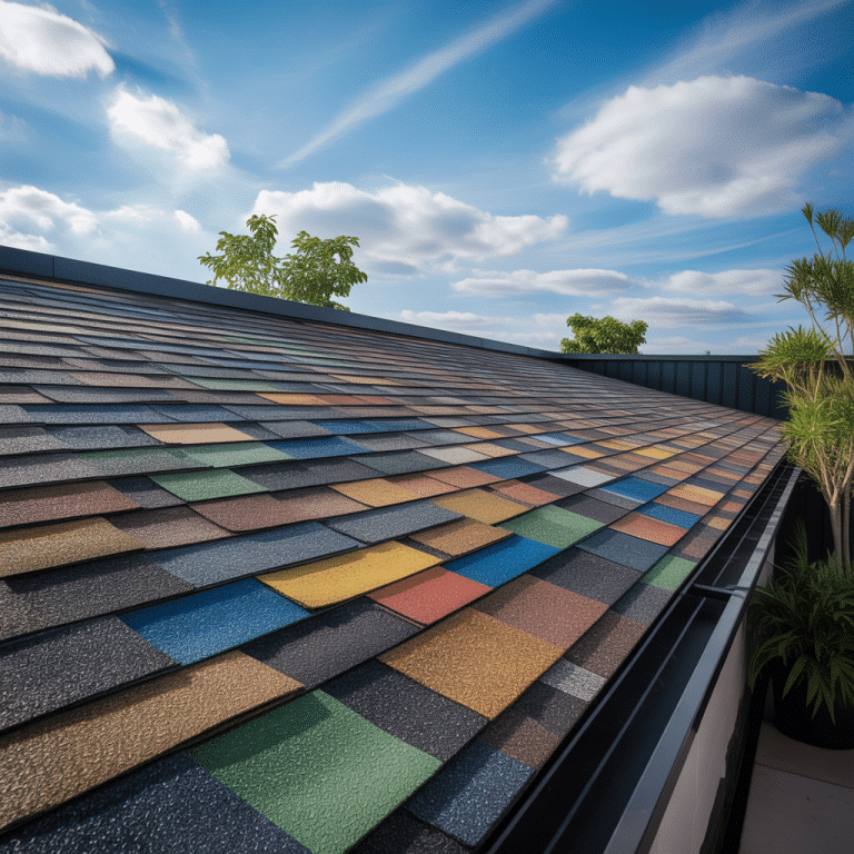 Recycled asphalt shingles create a new rooftop view