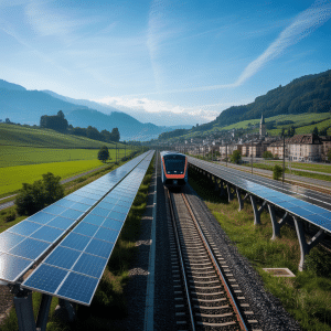Swiss project places solar panels along railroad tracks