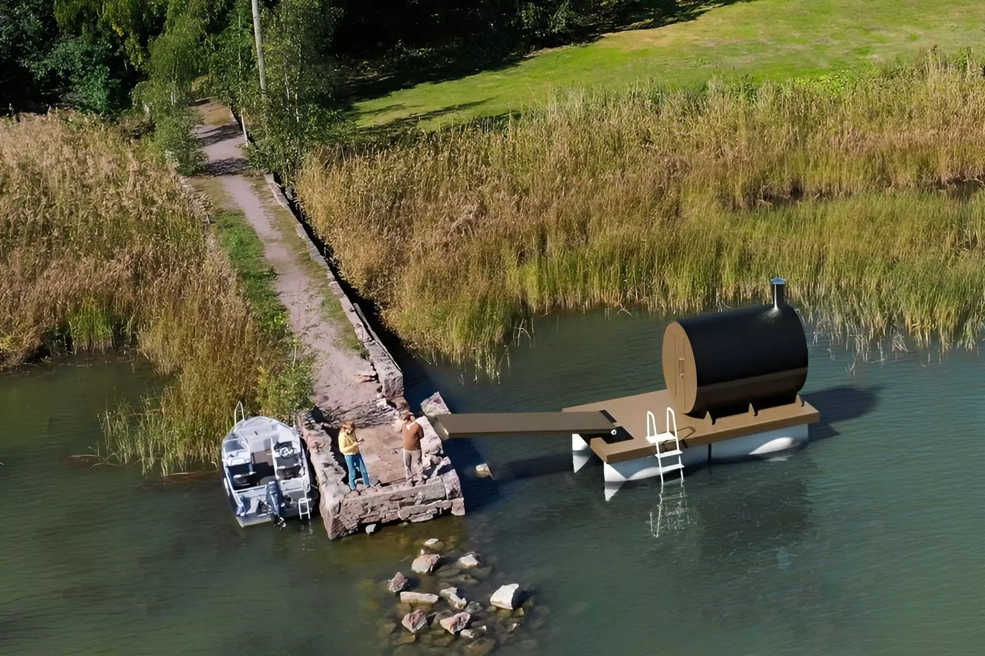 This floating sauna, scheduled to open this spring in Finland, will debut the use of Reverlast pontoons.