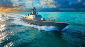 Illustration of China's Type 22 fast attack missile boat in the South China Sea (AI-generated, non-realistic illustration). Credit: Ideogram.