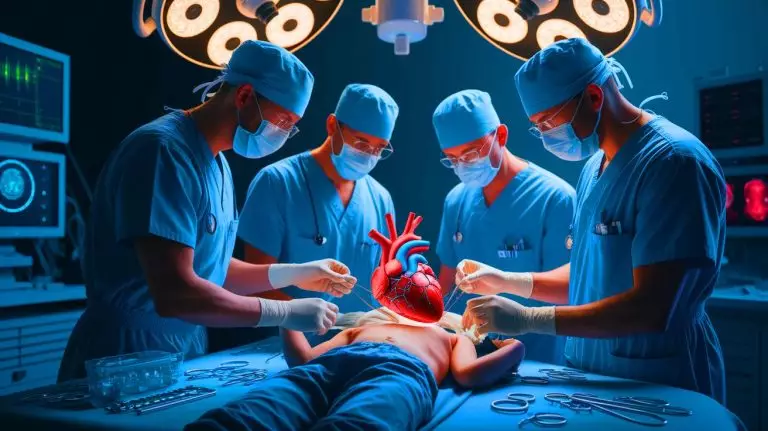 Illustration of the world's smallest magnetically levitated artificial heart being implanted in a child (AI-generated, non-realistic illustration). Credit: Ideogram.