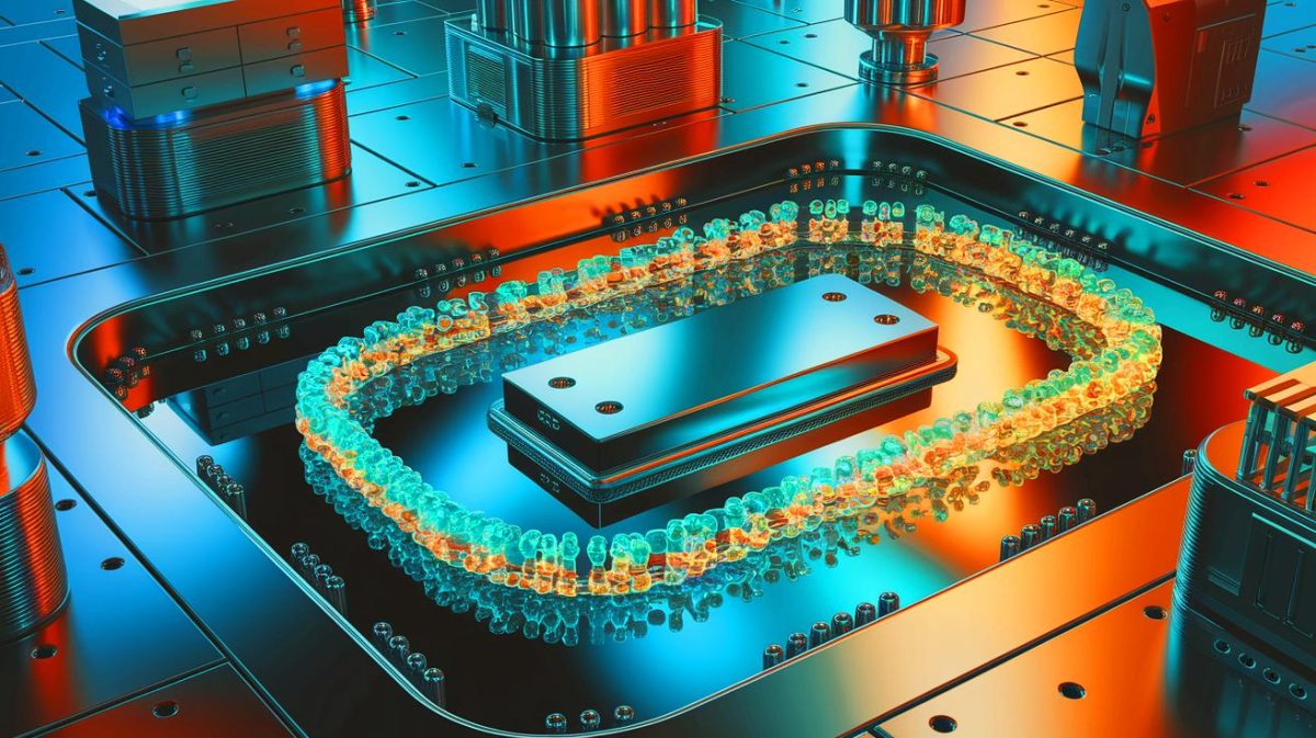 Illustration of ions interacting with each other in the formation of an electrical double layer (AI-generated, non-realistic illustration). Credit: Ideogram.