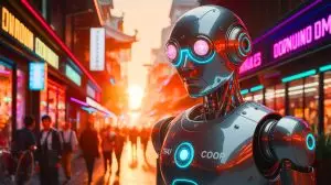 A groundbreaking AI-powered police robot patrols during Thailand's Songkran festival, showcasing the future of public safety technology.