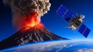 Illustration of the Hunga Tonga-Hunga Ha‘apai volcanic eruption sending shockwaves into the upper atmosphere (AI-generated, non-realistic illustration). Credit: Ideogram.