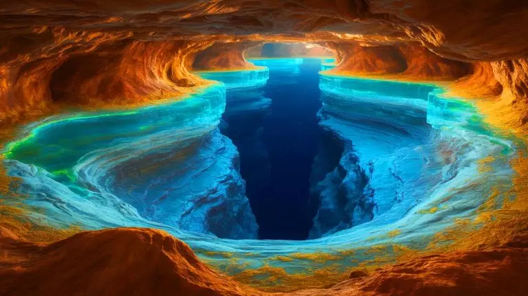 Illustration of a vast water reservoir trapped within Earth's mantle. Image generated by AI.