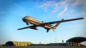 Illustration of the RAF's StormShroud drone equipped with radar-jamming technology (AI-generated, unrealistic). Credit: Ideogram.