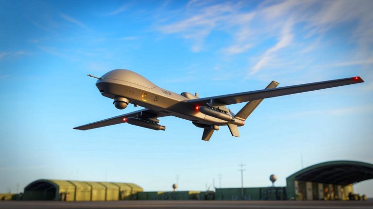 Illustration of the RAF's StormShroud drone equipped with radar-jamming technology (AI-generated, unrealistic). Credit: Ideogram.