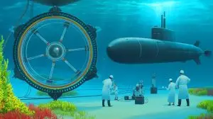 Illustration of scientists achieving a breakthrough in underwater acoustic communication. Image generated by AI.