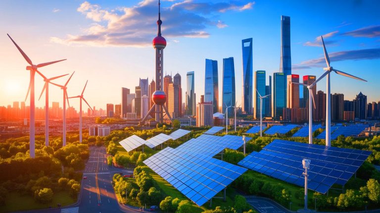 Illustration of China's potential leadership in global climate action and renewable energy development (AI-generated, unrealistic). Credit: Ideogram.