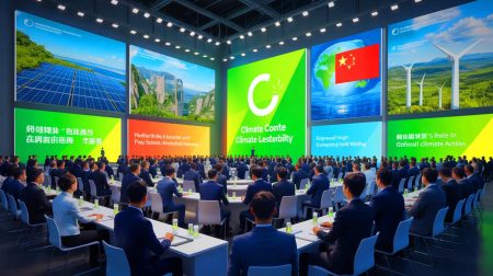 Illustration of China's role in global climate leadership and sustainability efforts (AI-generated, unrealistic). Credit: Ideogram.