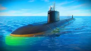 Illustration of China's Type 094A nuclear-powered ballistic missile submarine patrolling the ocean depths (AI-generated, unrealistic). Credit: Ideogram.