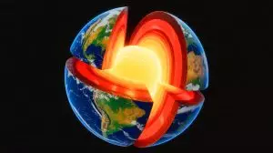 Illustration of Earth's crust and mantle shifting around its liquid core during true polar wander (AI-generated, unrealistic). Credit: Ideogram.