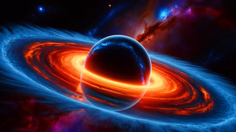 Illustration of black holes with alternative models eliminating singularities. Image generated by AI.