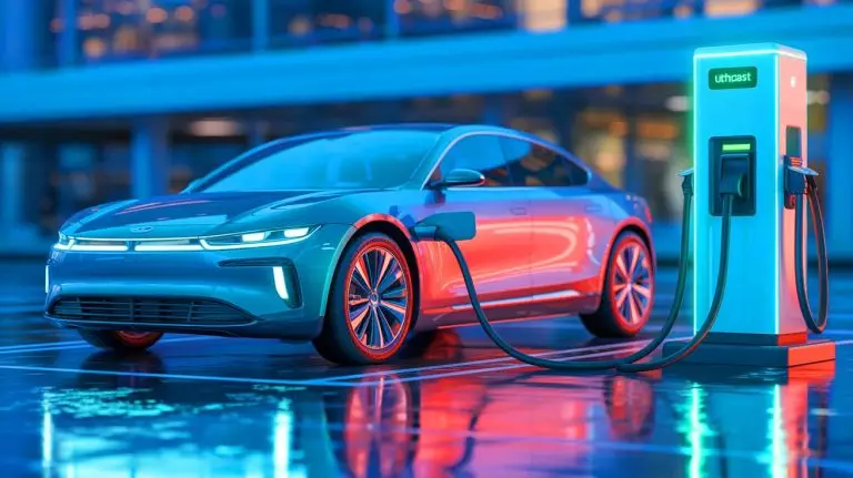 Illustration of ultrafast electric vehicle charging highlighting potential battery longevity issues (AI-generated, unrealistic). Credit: Ideogram.