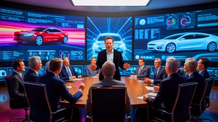 Illustration of Elon Musk's decision to lay off autonomous vehicle experts at NHTSA impacting Tesla's future (AI-generated, unrealistic). Credit: Ideogram.