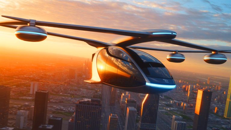 Illustration of a flying taxi engine. Image generated by AI.
