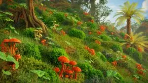 Illustration of the ancient gene transfer between fungi and plants that sparked Earth's first ecosystems. Image generated by AI.