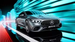 Illustration of Mercedes-AMG's upcoming 4-door electric coupe with 2,000 horsepower (AI-generated, non-realistic illustration). Credit: Ideogram.