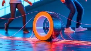 Illustration of a triboelectric nanogenerator using adhesive tape to convert mechanical energy into electricity. Image generated by AI.