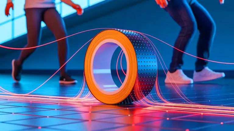 Illustration of a triboelectric nanogenerator using adhesive tape to convert mechanical energy into electricity. Image generated by AI.