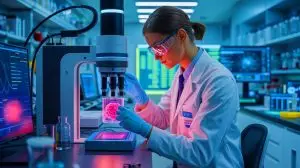 Illustration of rapid tumor DNA sequencing and analysis. Image generated by AI.