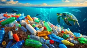 Illustration of the challenges and complexities of plastic recycling (AI-generated, unrealistic). Credit: Ideogram.