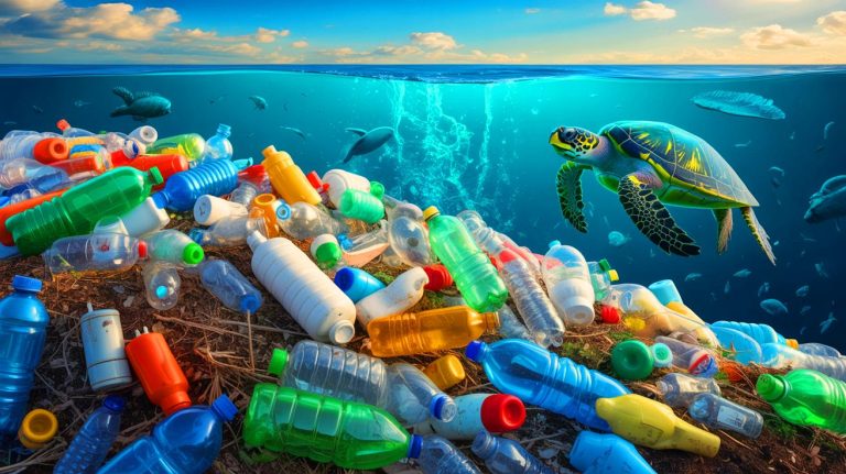Illustration of the challenges and complexities of plastic recycling (AI-generated, unrealistic). Credit: Ideogram.