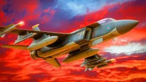 Illustration of Russia's development of air-to-air nuclear missiles and military advancements. Image generated by AI.