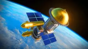 Illustration of the United States' Golden Dome space-based missile interceptor system. Image generated by AI.