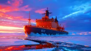 Illustration of Russia's expanding nuclear icebreaker fleet in the Arctic. Image generated by AI.