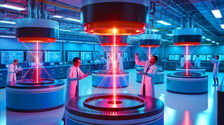 Illustration of the groundbreaking production of hydrogen-6 using electron scattering (AI-generated, non-realistic illustration). Credit: Ideogram.