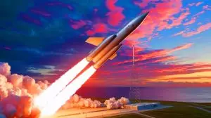 Illustration of the Dark Eagle hypersonic missile being tested at Cape Canaveral (AI-generated, non-realistic illustration). Credit: Ideogram.