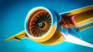 Illustration of a next-generation jet engine converting electricity into thrust (AI-generated, unrealistic). Credit: Ideogram.