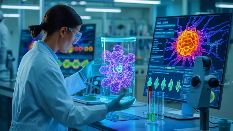 Illustration of the protein ALDH4A1 in cellular energy production. Image generated by AI.