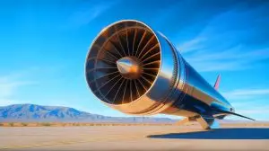 Illustration of Venus Aerospace's Rotating Detonation Rocket Engine for hypersonic travel. Image generated by AI.