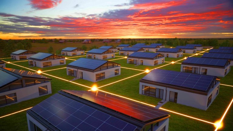 Illustration of the largest virtual power plant in the U.S. created by linking 75,000 home batteries (AI-generated, unrealistic). Credit: Ideogram.