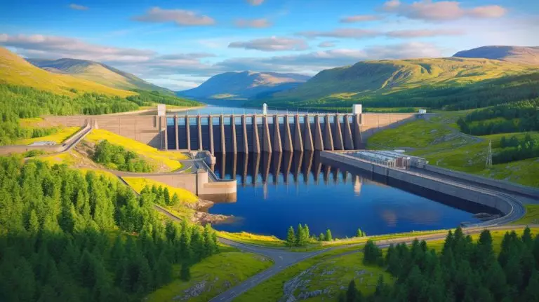 Illustration of the UK's largest pumped-storage hydroelectric power station in the Scottish Highlands. Image generated by AI.