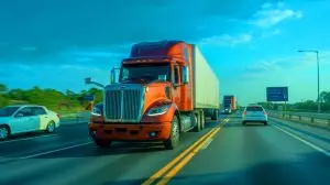 Illustration of an autonomous 18-wheeler truck on a Texas highway (AI-generated, unrealistic). Credit: Ideogram.