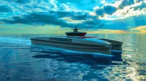 Illustration of the Oceanus12 XLR, an advanced autonomous vessel by Zero USV. Image generated by AI.