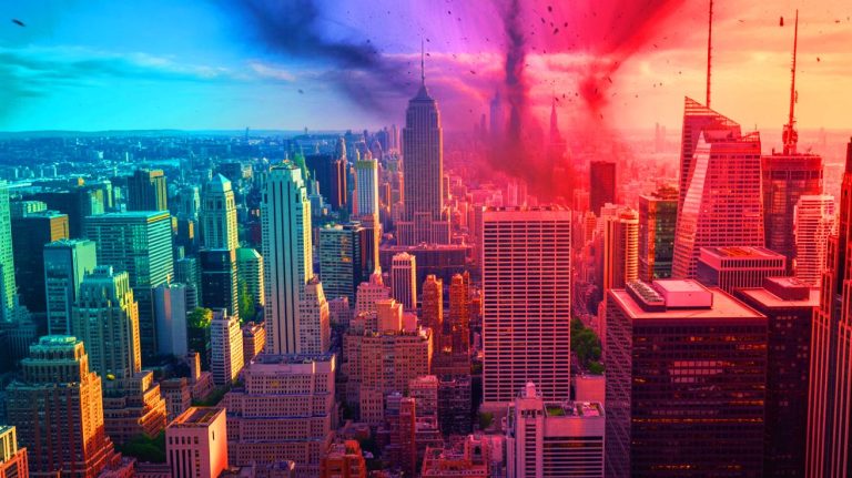 Illustration of submicron pollution particles affecting air quality across the U.S. Image generated by AI.