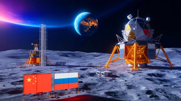 Illustration of China's ambitious lunar program and its strategic collaboration with Russia in space exploration. Image generated by AI.