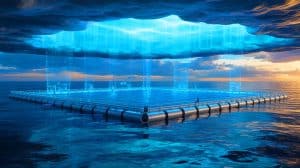 Illustration of Europe harnessing the ocean’s thermal energy for sustainable development. Image generated by AI.
