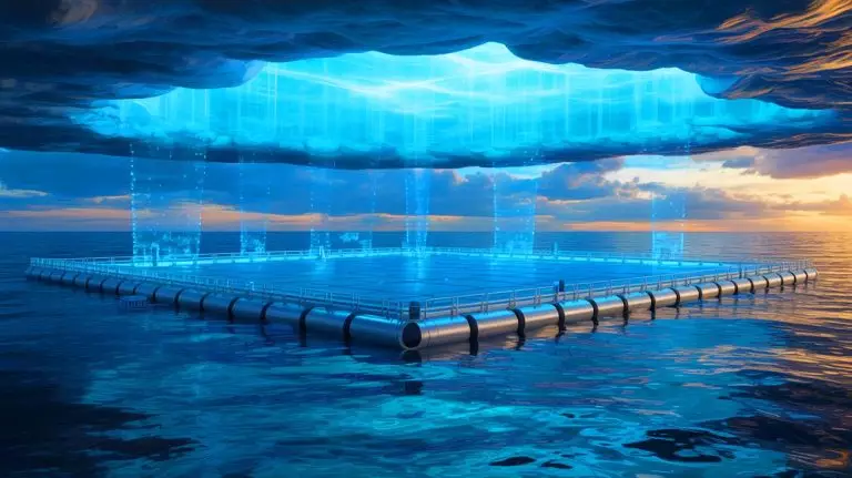 Illustration of Europe harnessing the ocean’s thermal energy for sustainable development. Image generated by AI.