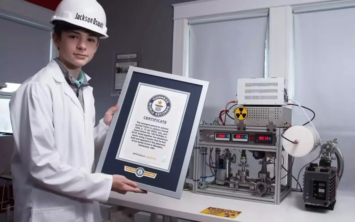 A portrait of Jackson Oswalt, recognized by Guinness World Records as the youngest person to achieve nuclear fusion