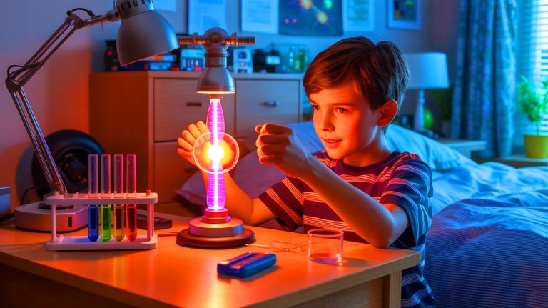 Illustration of Jackson Oswalt achieving nuclear fusion in his bedroom at age 12. Image generated by AI.