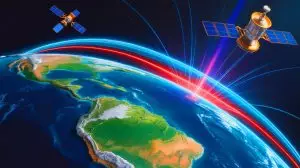 Illustration of the expanding South Atlantic Anomaly and its impact on Earth's magnetic field. Image generated by AI.