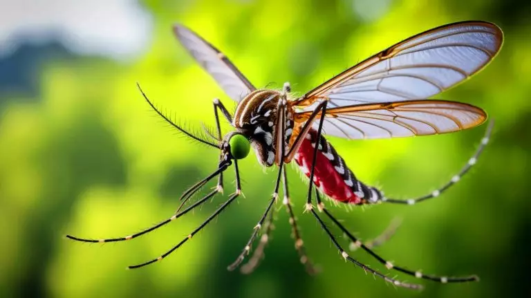 Illustration of male mosquitoes using complex acoustic cues to locate mates. Image generated by AI.