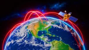Illustration of the South Atlantic Anomaly and its effects on Earth's magnetic field. Image generated by AI.