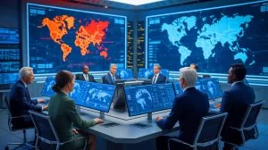 Illustration of North Star, an AI tool designed to predict and prevent wars by simulating world leaders' decisions. Image generated by AI.
